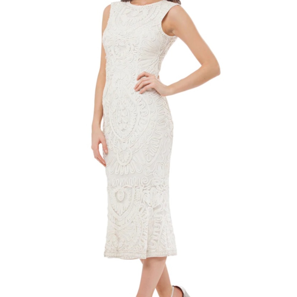 NWT JS Collections Soutache Embroidered Sleeveless Midi Dress Size 6